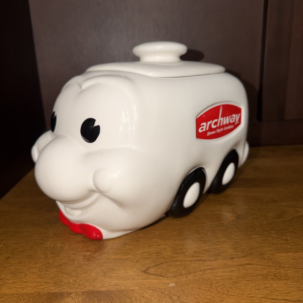 Archway Cookie Jar Home Style Cookies Ceramic White Delivery Van Vintage
